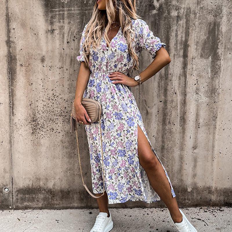 Sasha – Kleid mit Puffärmeln und Blumenmuster