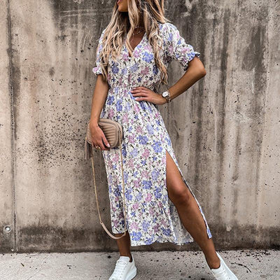 Sasha – Kleid mit Puffärmeln und Blumenmuster