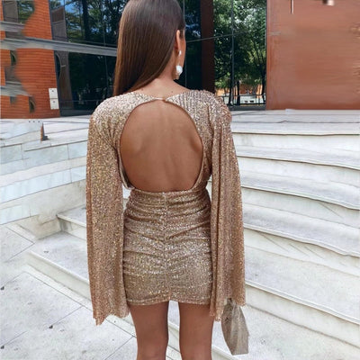 Odette Glitzerkleid mit V Ausschnitt