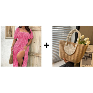 Rose + Woven bag