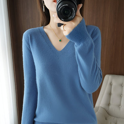 Lieselotte | Gemütlicher V-Ausschnitt Strickpullover