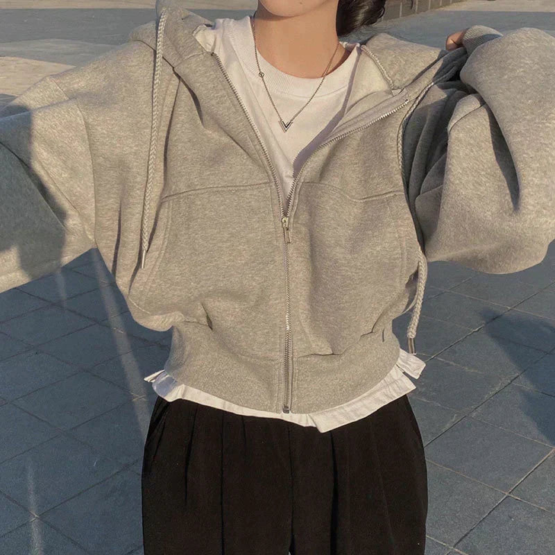 Lockere Jacke mit Kapuze für Damen