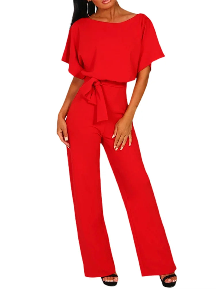 Lucrecia® | Eleganter, einfarbiger Damen-Overall mit Taillenband