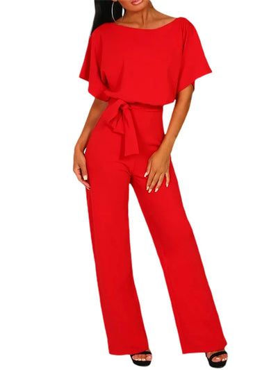 Lucrecia® | Eleganter, einfarbiger Damen-Overall mit Taillenband