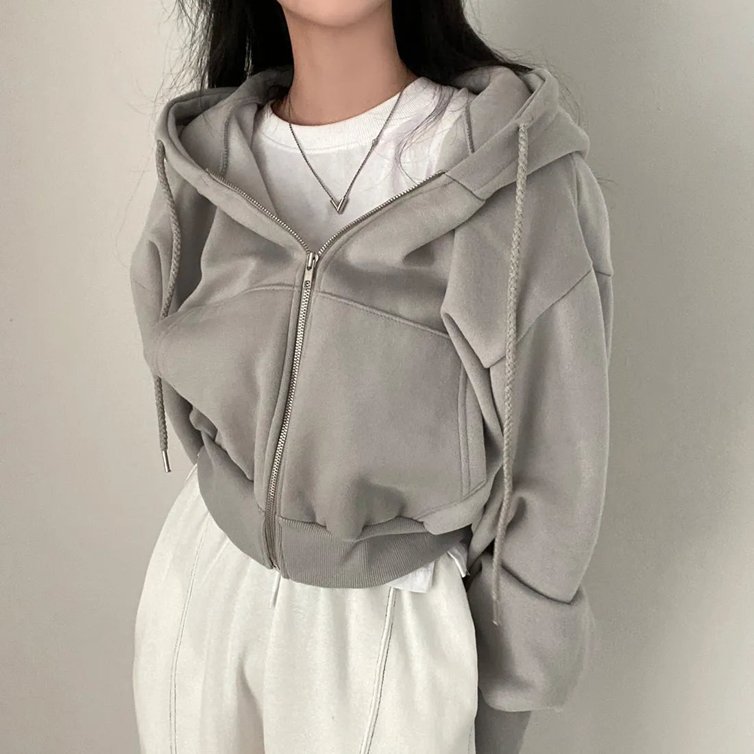 Lockere Jacke mit Kapuze für Damen