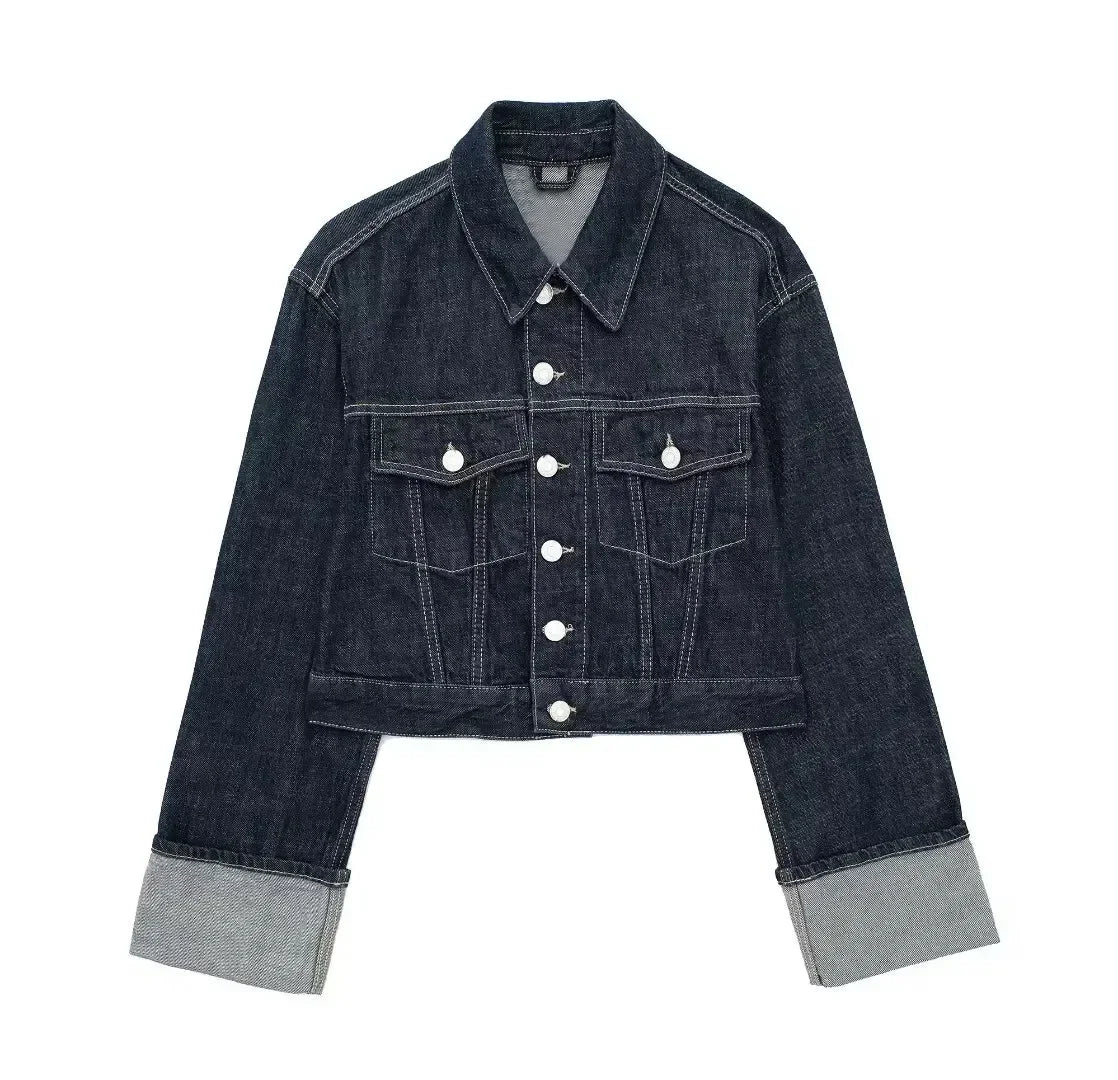 Damen Denim-Anzug – 2-teiliges Set mit Cropped Jeansjacke