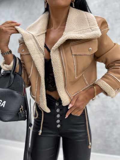 Inés® | Lederjacke mit warmer Wolle