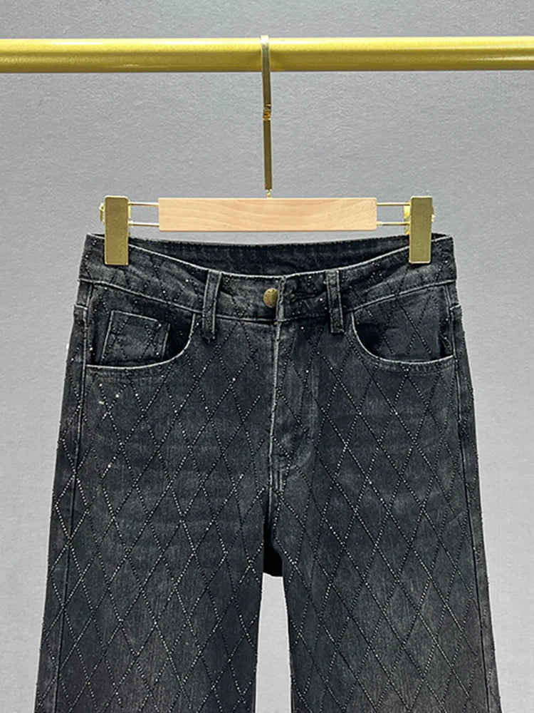 Luciana® | Jeans mit Strass-Karomuster