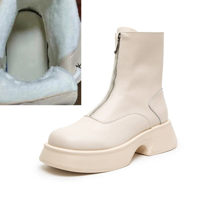 Andrea | Damen Leder Mode Winterstiefel