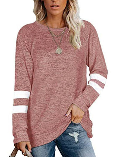 Jett | Damen Langarm Patchwork Rundhalsausschnitt lässig bedrucktes T-Shirt Top