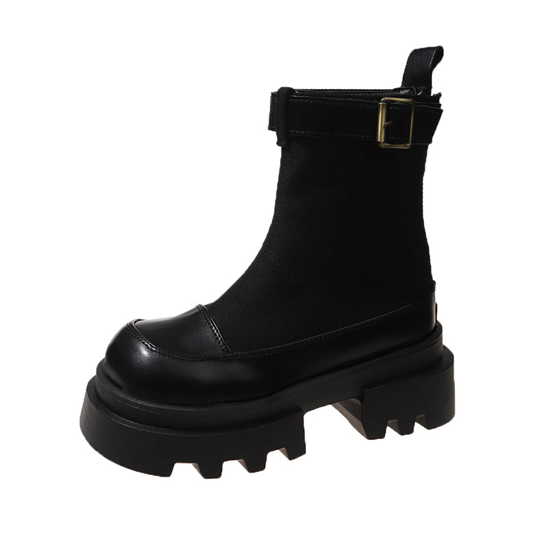 Jordan | Frauen Plattform Stiefeletten 2024 Herbst Canvas Quadrat Heels Schuhe