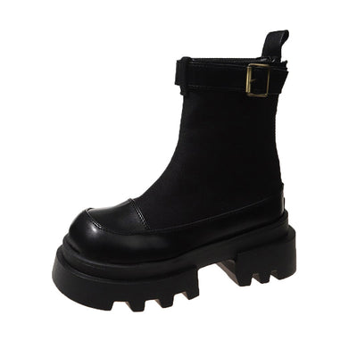 Jordan | Frauen Plattform Stiefeletten 2024 Herbst Canvas Quadrat Heels Schuhe