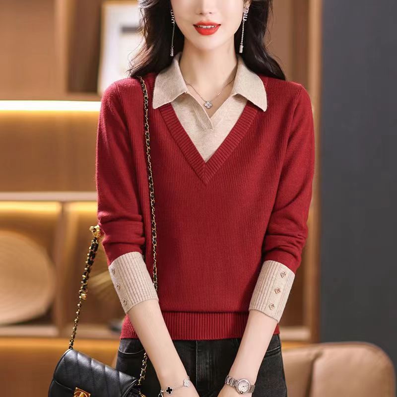 Cove | Mode Original Herbst Zweiteilige Polo Neck Pullover für Frauen