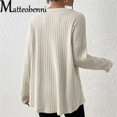 Matteobenni | Eleganter Pullover mit Grubenstreifen für Frauen