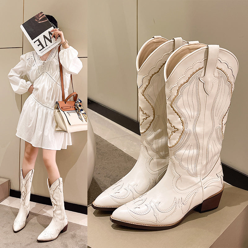 Whitney | Damen bestickte Westernstiefel Cowboy mit mittlerer Wade