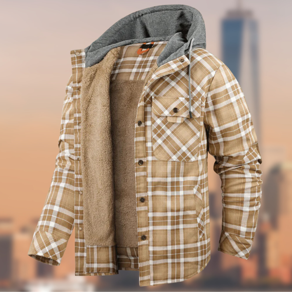 Karierte Jacke mit Kapuze für Herren