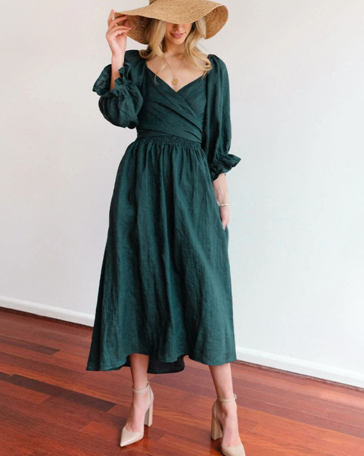 OPHELIA - Französisches Kleid mit Rüschenärmeln