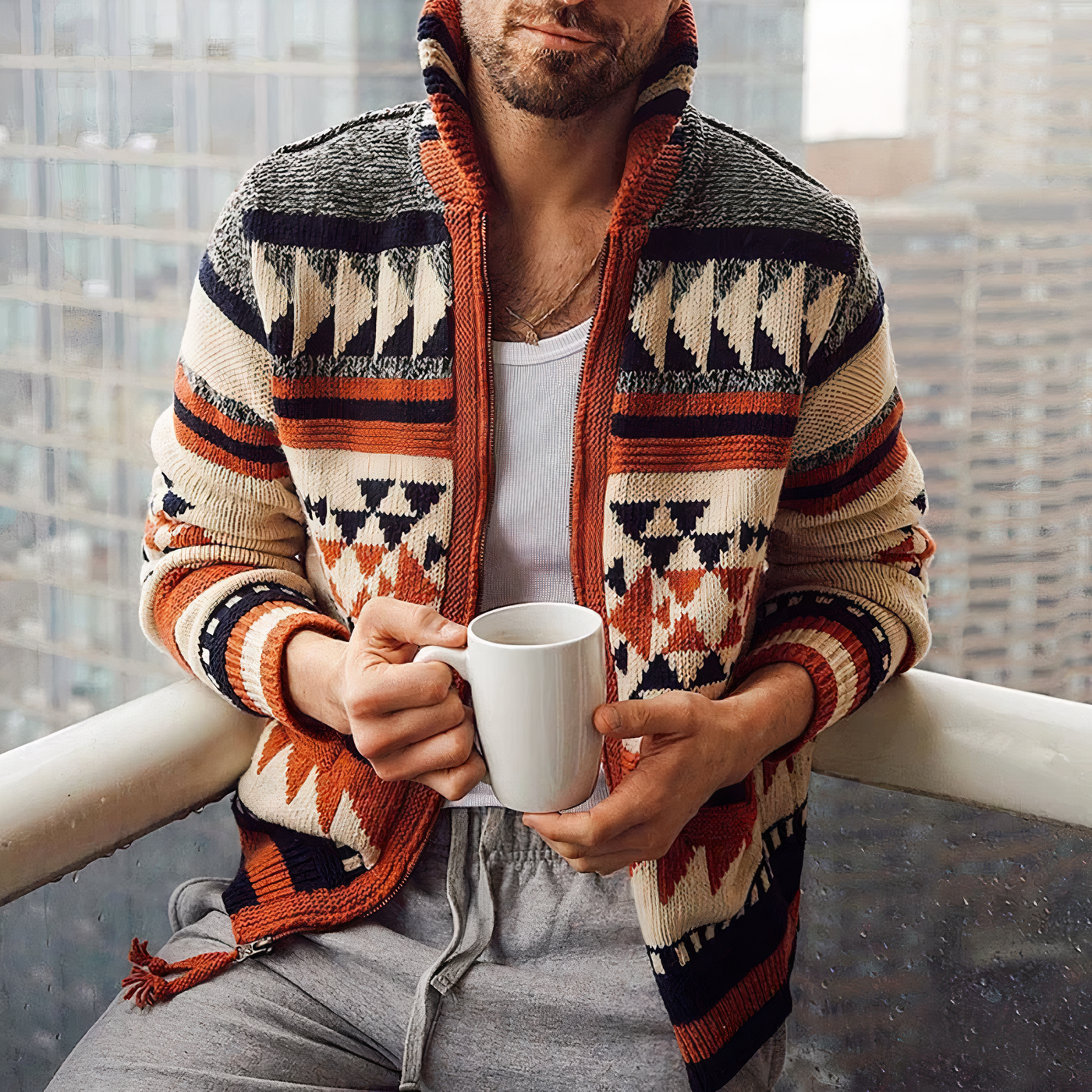 Strickjacke aus Jacquardgewebe für Herren Virgil