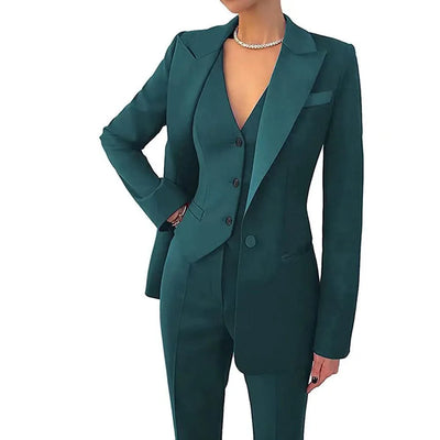 Eleganter Damen 3-Teiler Business Hosenanzug mit Weste