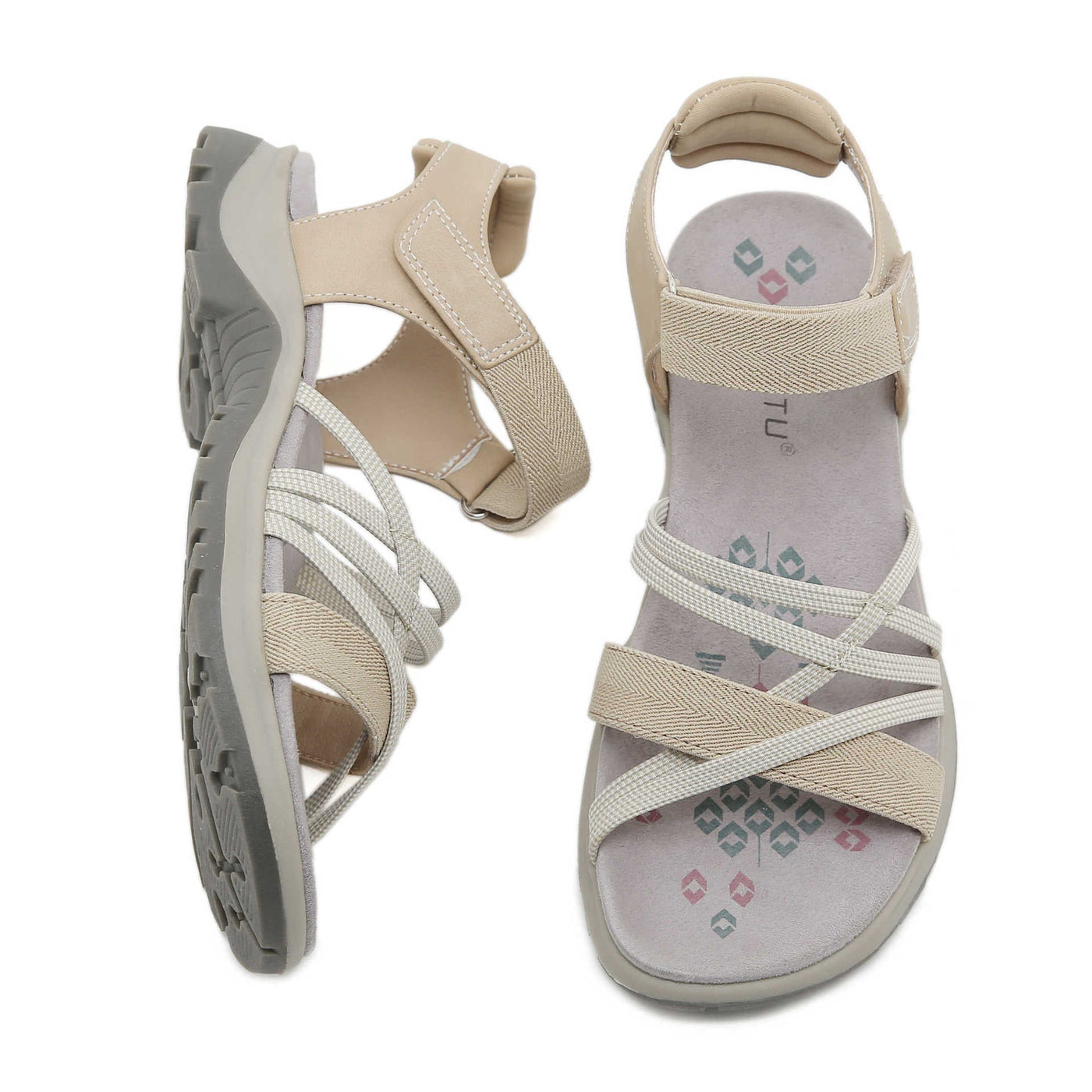 Zoé- Damen Wandersandalen mit variablen Riemen und Fußbetttechnologie