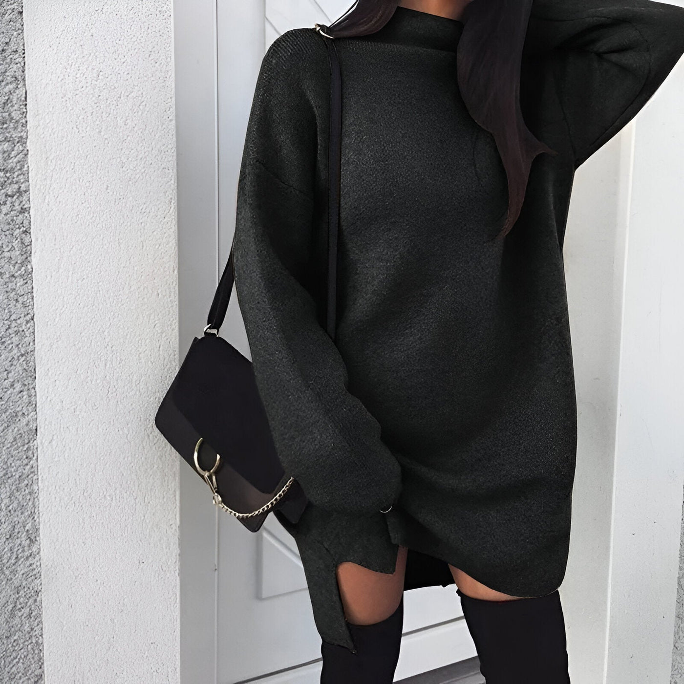 Saskia |  Herbst Oversized Rollkragenkleid