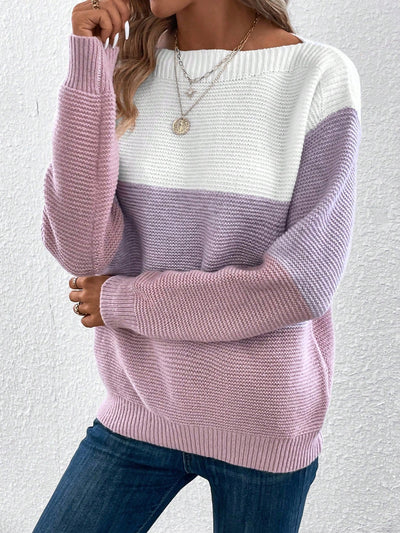 Gali | Eleganter dreifarbiger Patchwork-Pullover für Frauen
