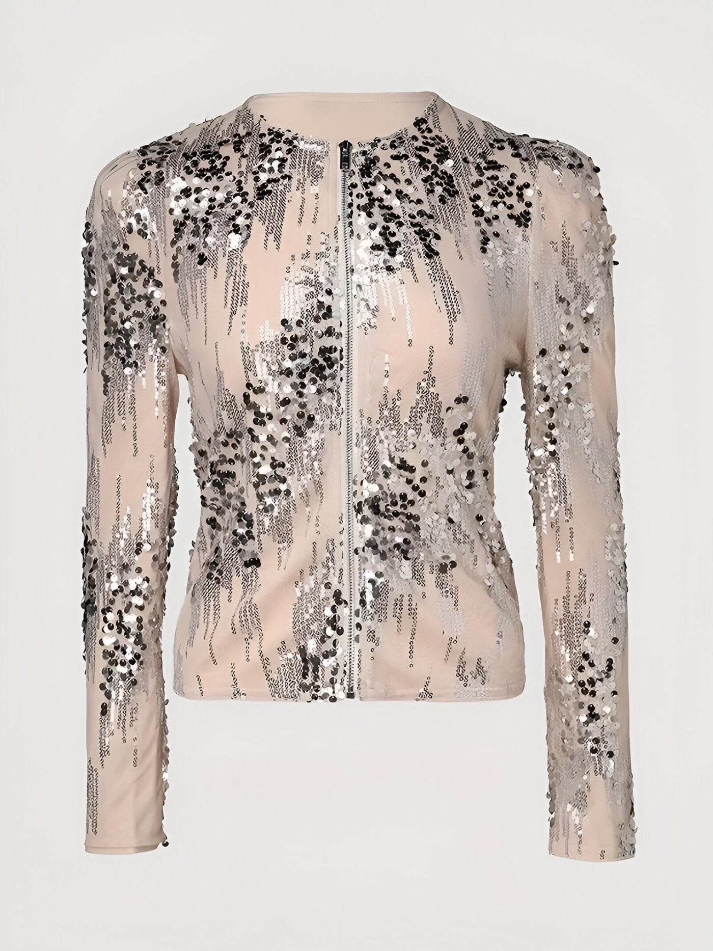 Edelgard | Glitzernde Pailletten-Blazer mit Reißverschluss