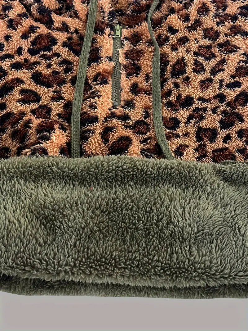 Petra |Leopard Druck Farbe Block Hoodie Sweatshirt für Frauen