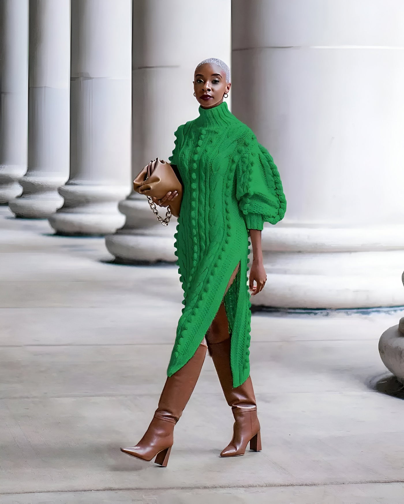 Briana | Sexy Strickkleid mit hohem Schlitz