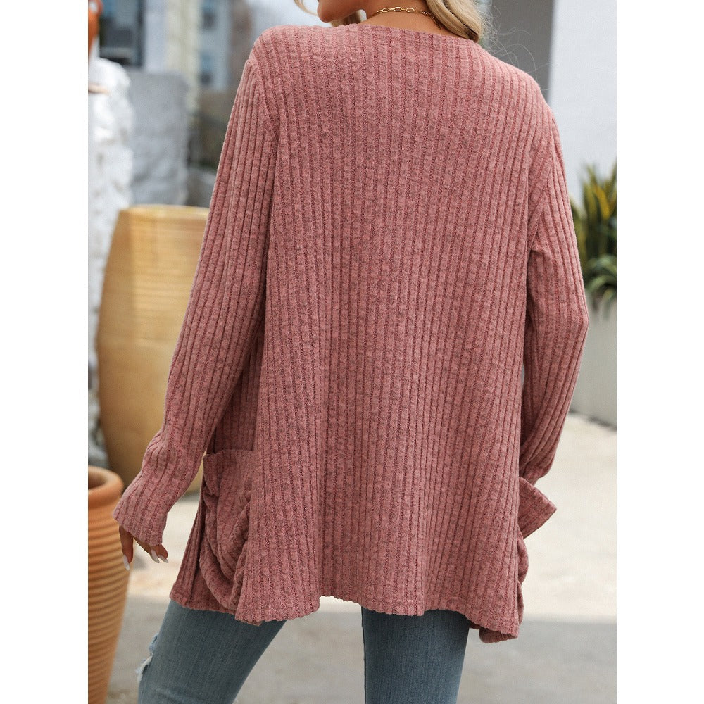 Ronja |  Frauen Frühling und Herbst Plus Größe V-Ausschnitt T-ShirtSolid