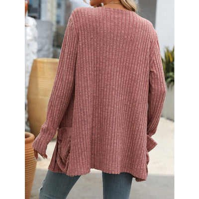 Ronja |  Frauen Frühling und Herbst Plus Größe V-Ausschnitt T-ShirtSolid