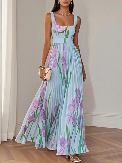 SOPHIE - LUXURIÖS PLISSIERTES MAXIKLEID MIT BLUMENMUSTER