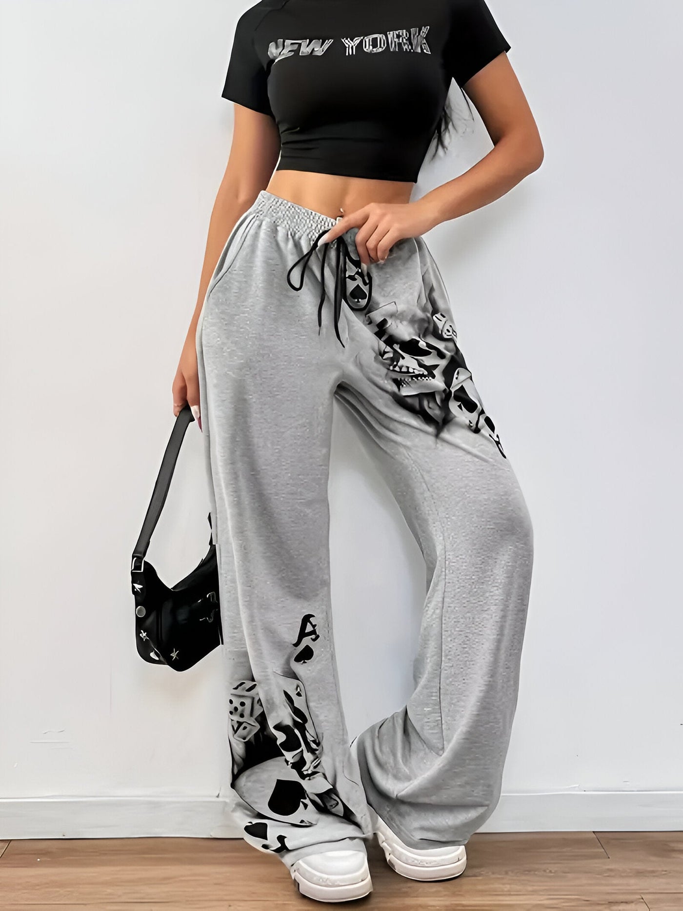 Hanne | Casual Weite Hose mit Tintenrauch-Muster