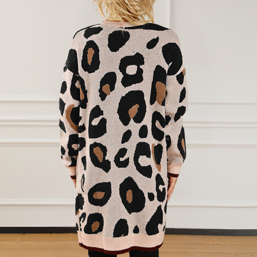 Strickjacke mit Leopardenmuster für Damen