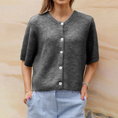 Mikai | Rundhalsausschnitt Kurzarm-Strickjacke Streetwear