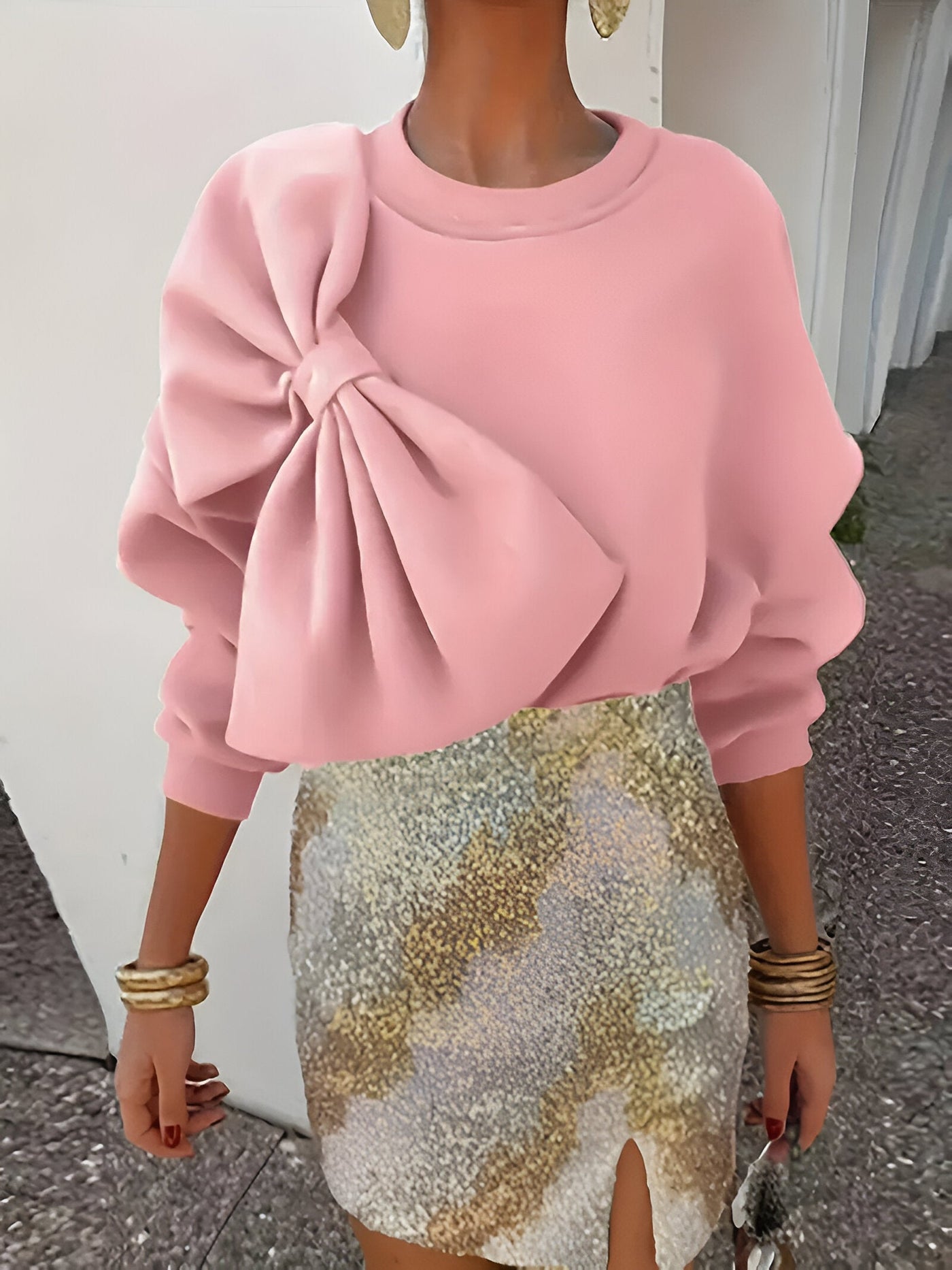 Rike | Elegantes Sweatshirt mit Großem Schleifen-Detail