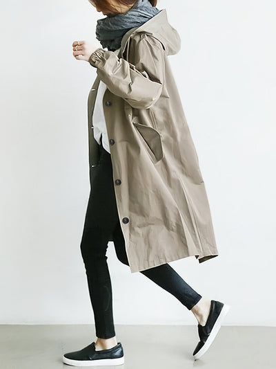 Florencia® | Langärmliger Trenchcoat mit Kordelzug und Kapuze