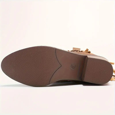 Lane | Damenstiefel mit Fransendekor und dickem Absatz