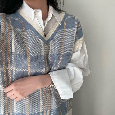 Annalena | Karierte Pullover-Weste mit V-Ausschnitt für Frauen