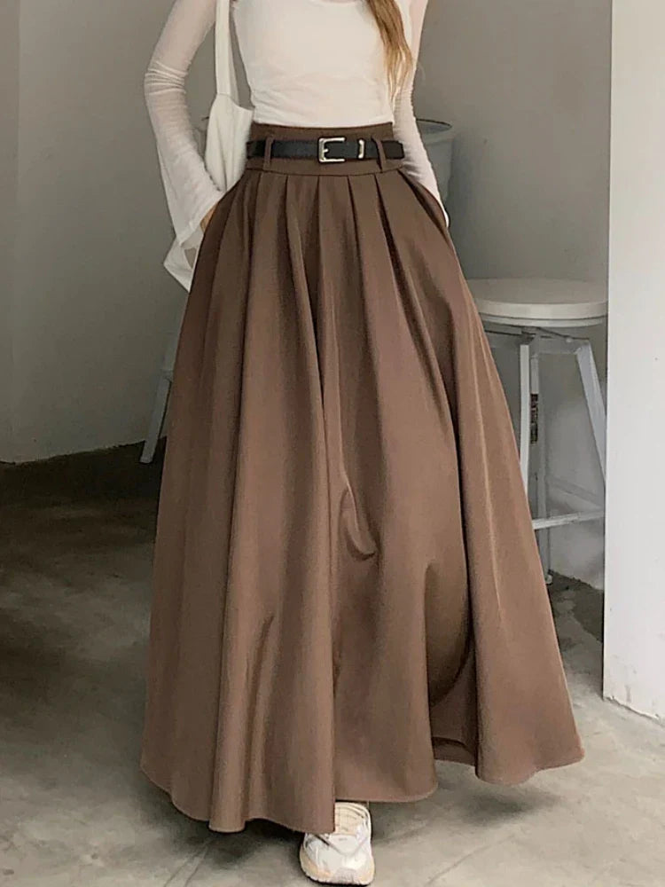 Mirella – Langer Faltenrock mit hoher Taille