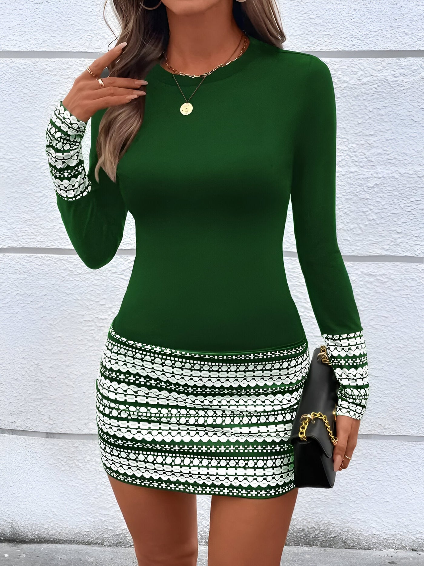 Annalena | Gestreiftes Rundhals Bodycon Mini-Kleid