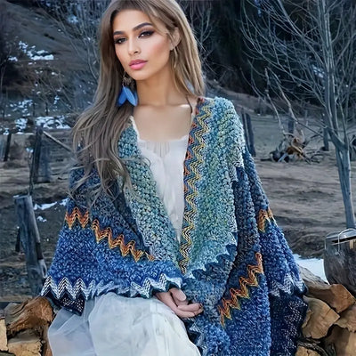 Frankie | Vintage Wavy Striped Knitted Scarf Tassel Vest
