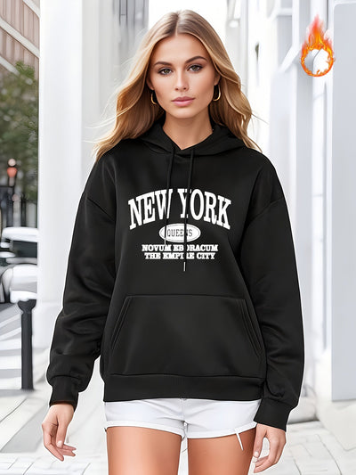 Elisa® | Kapuzenpullover mit New York-Print und Kordelzug