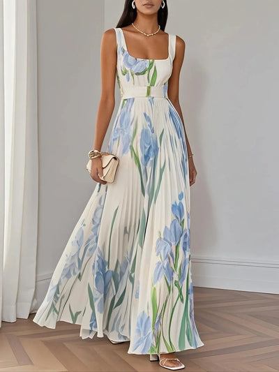 SOPHIE - LUXURIÖS PLISSIERTES MAXIKLEID MIT BLUMENMUSTER