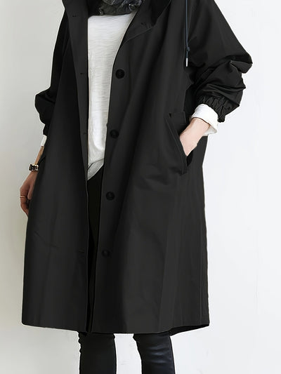 Florencia® | Langärmliger Trenchcoat mit Kordelzug und Kapuze