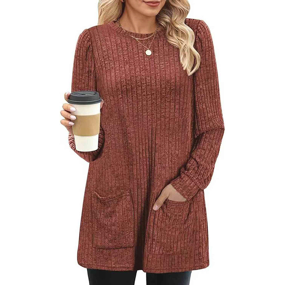 Poppy |  Herbst und Winter neue halblange Pullover Kleid Frau