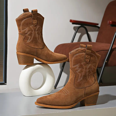 Florian | Bestickte mittelhohe Westernstiefel für Frauen