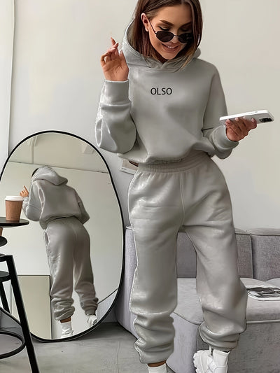 Elsa® | Set aus Kapuzenpullover und Jogginghose mit Buchstaben-Print