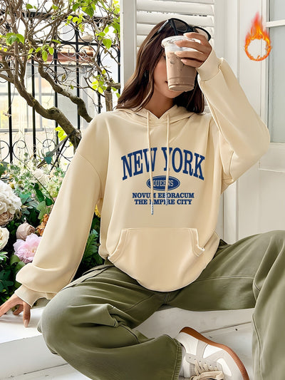 Elisa® | Kapuzenpullover mit New York-Print und Kordelzug