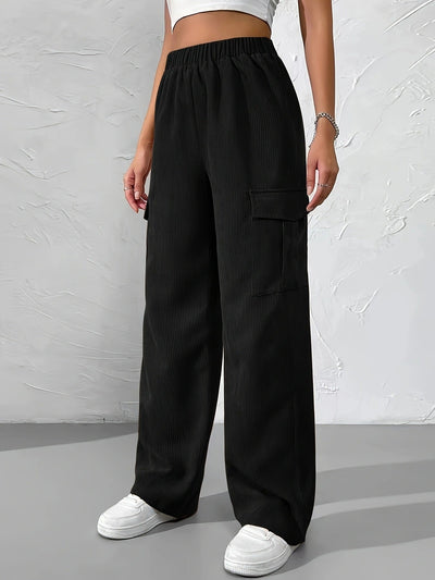 Heli | Herbst und Winter neue elastische Taille Cargo-Hosen Kord